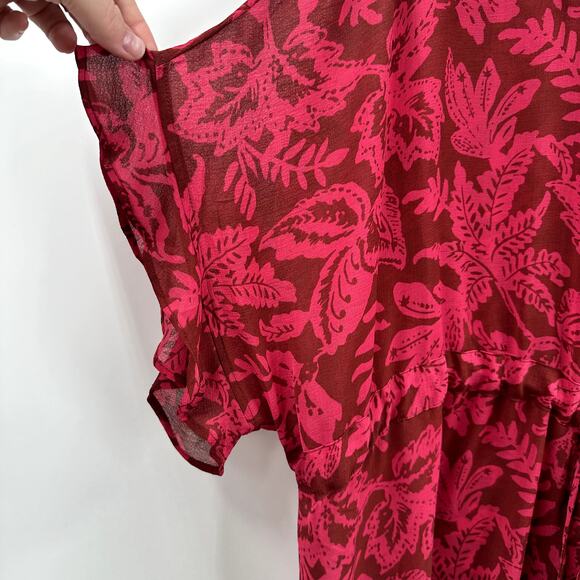 Torrid Red Pink Cap Sleeve Polo Blouse - Picture 5 of 8